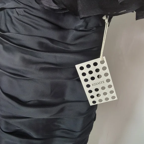 Khaite The Carmen Ruffle Ruched Crepe Back Satin Minidress Black NWT Siz… - Picture 9 of 11